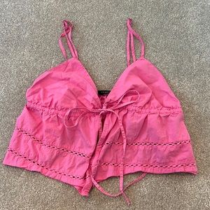 Zara pink tie triangle top